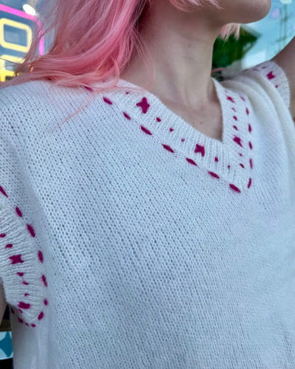 Pink Stitch Sleeveless Knit Top