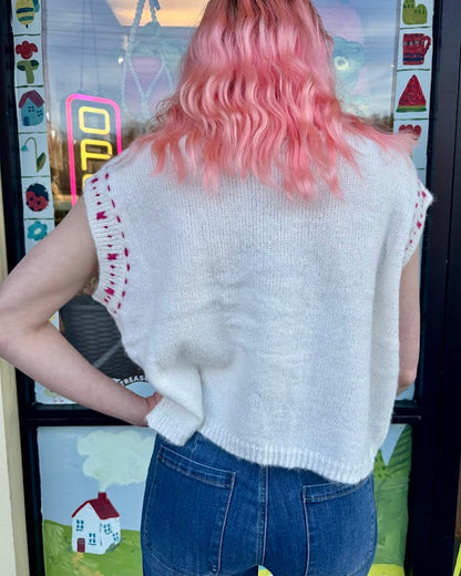 Pink Stitch Sleeveless Knit Top