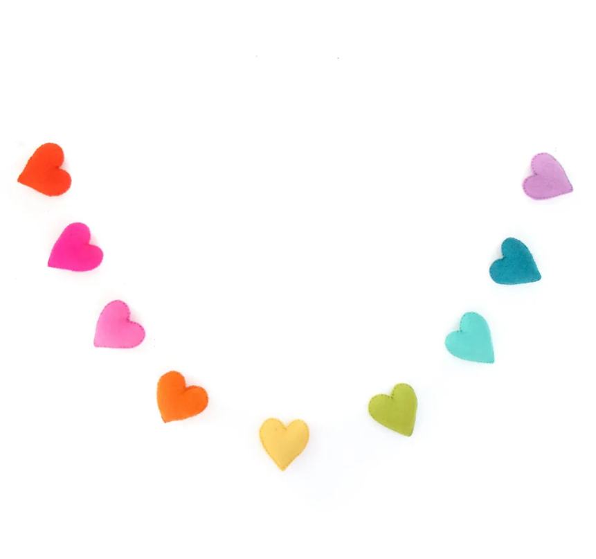Rainbow Heart Felt Garland