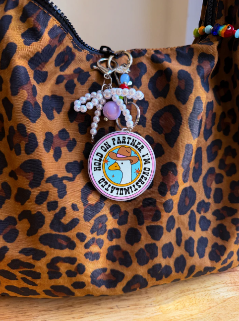Overstimulated Goose Keychain