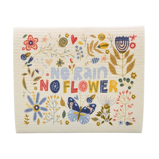 No Rain No Flowers Swedish Dishcloth