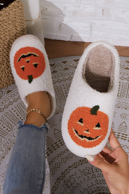 Halloween Pumpkin Print Slippers