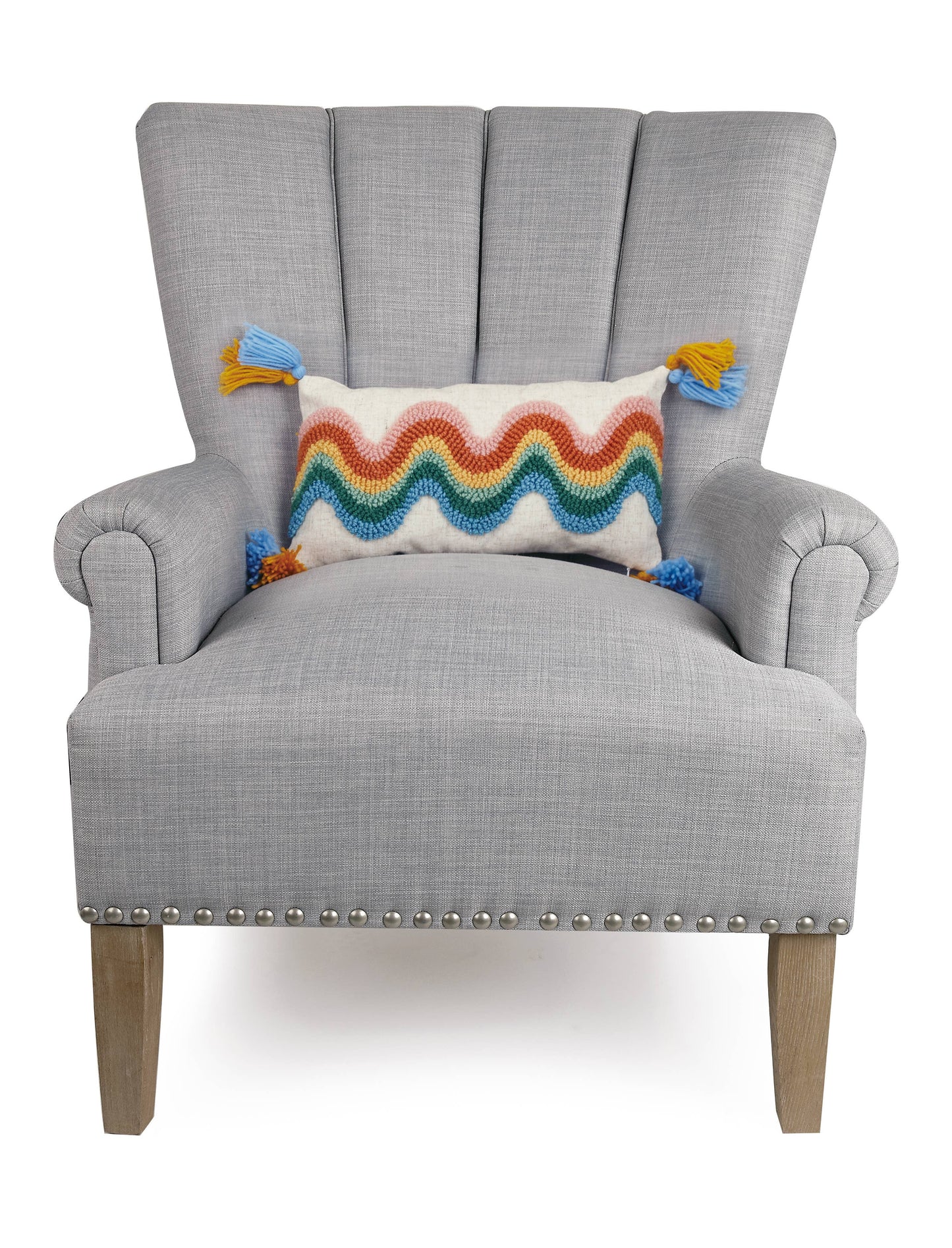 Rainbow Wave Wool Hook Pillow