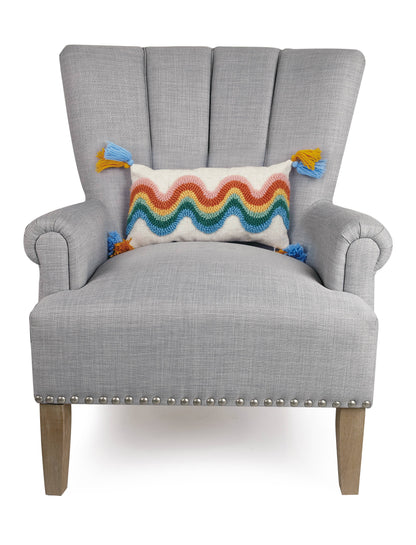 Rainbow Wave Wool Hook Pillow