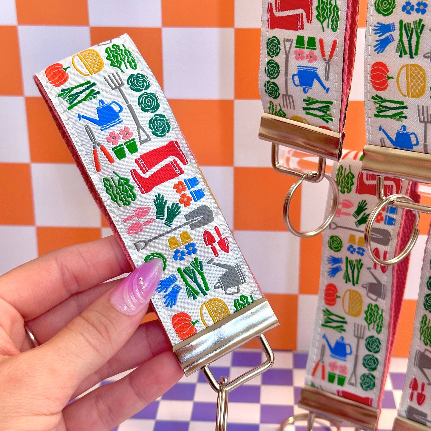 Garden Veggies Handmade Wristlet Keychain