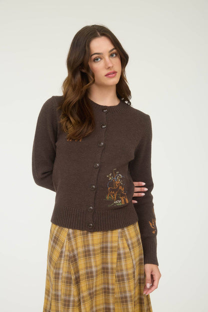 Animal Embroidery Button Down Cardigan