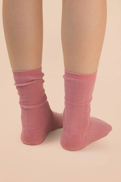 Blush Ribbed Mock Socks