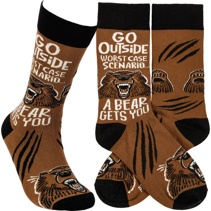 Go Outside Bear Socks