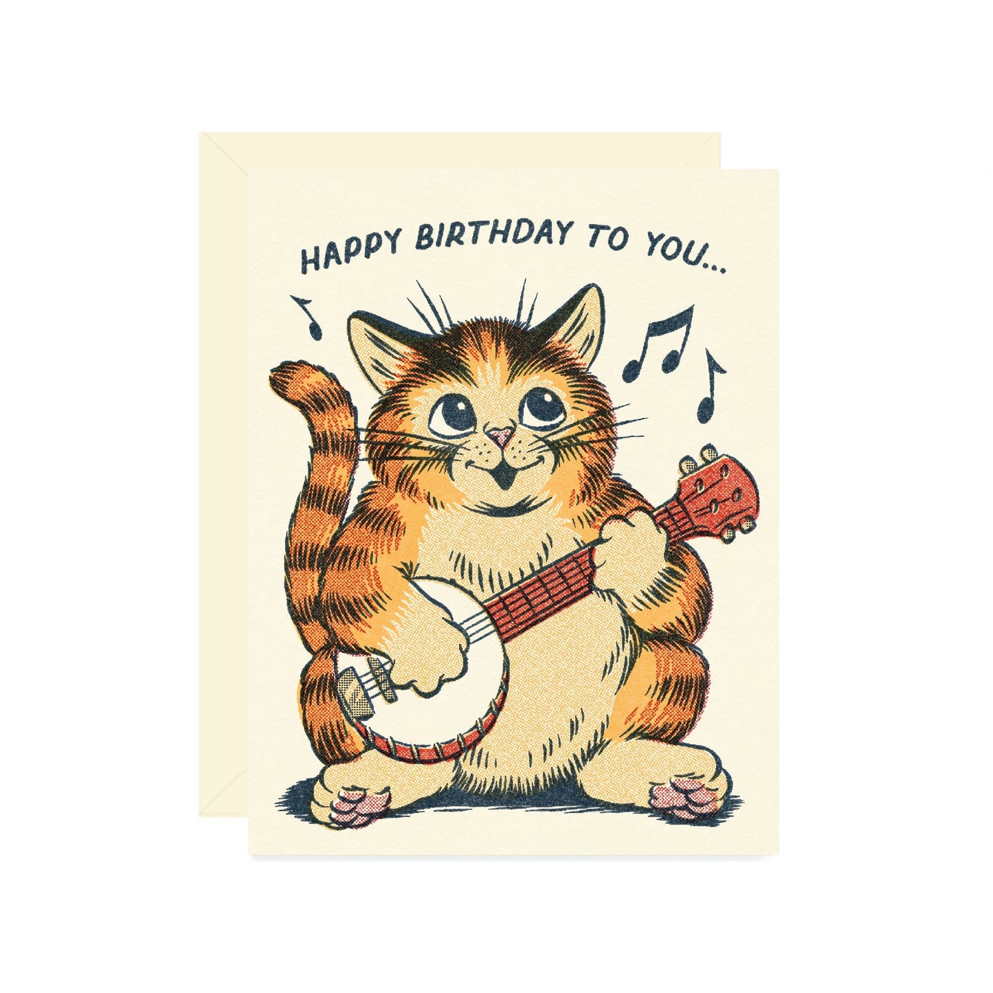 Happy Birthday Cat Banjo Card