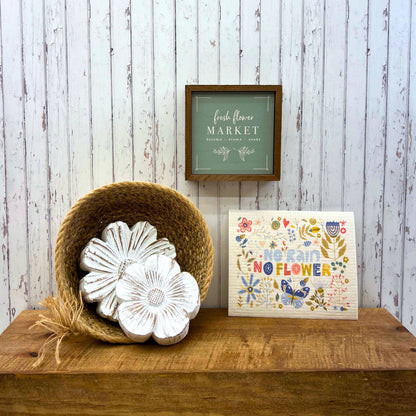 No Rain No Flowers Swedish Dishcloth