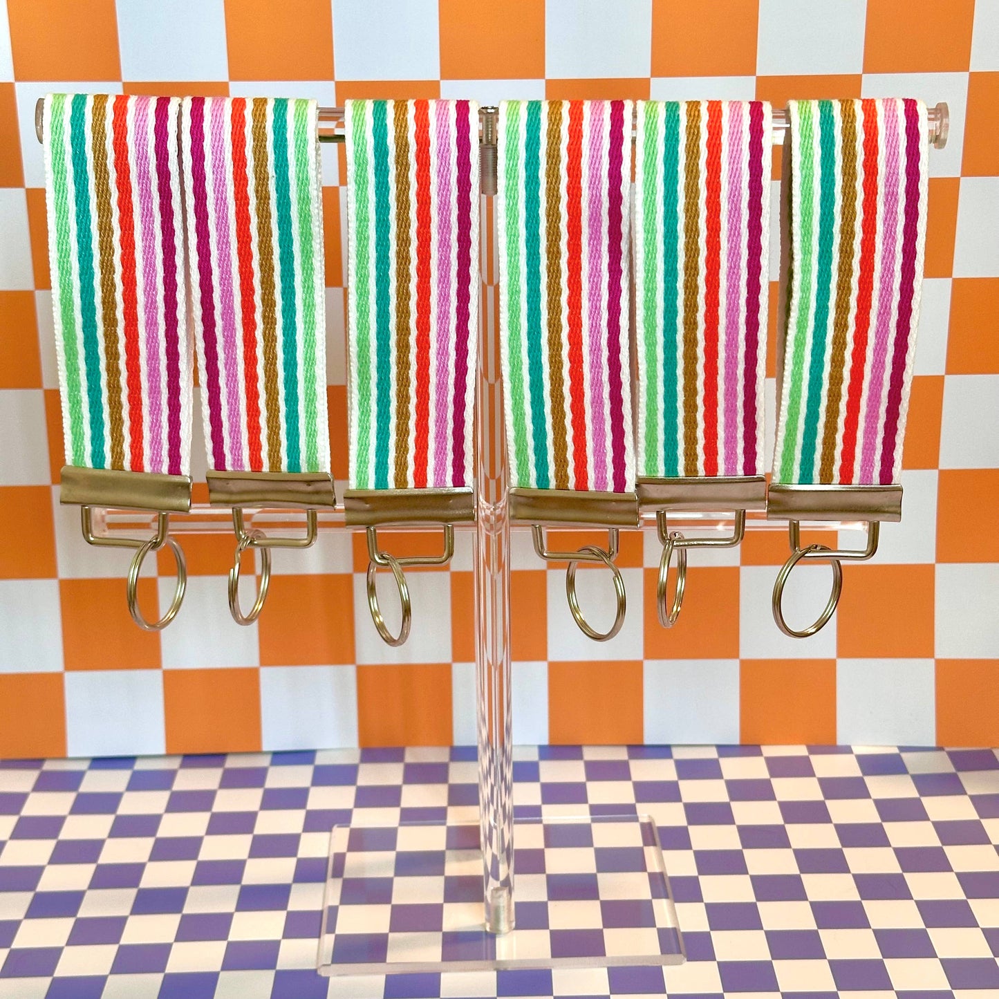 Striped Handmade Wristlet Keychain