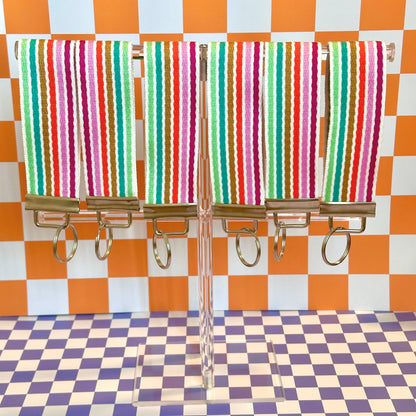 Striped Handmade Wristlet Keychain