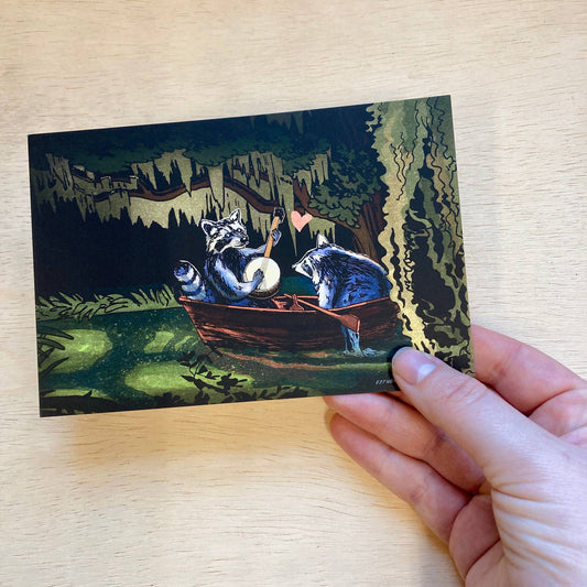 Raccoons On the Bayou Postcard