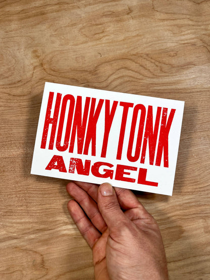 Honky Tonk Angel Letterpress Post Card