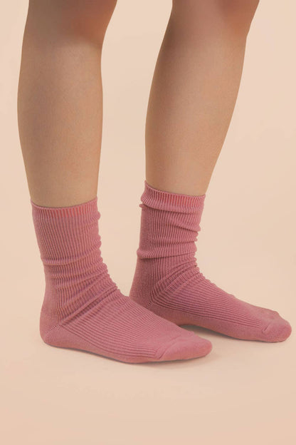 Blush Ribbed Mock Socks