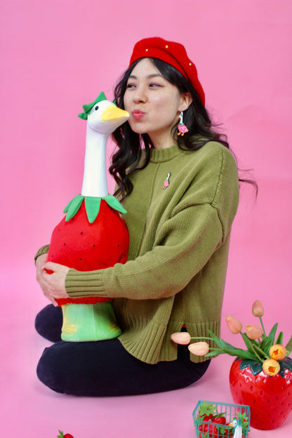 Strawberry Goose Earrings