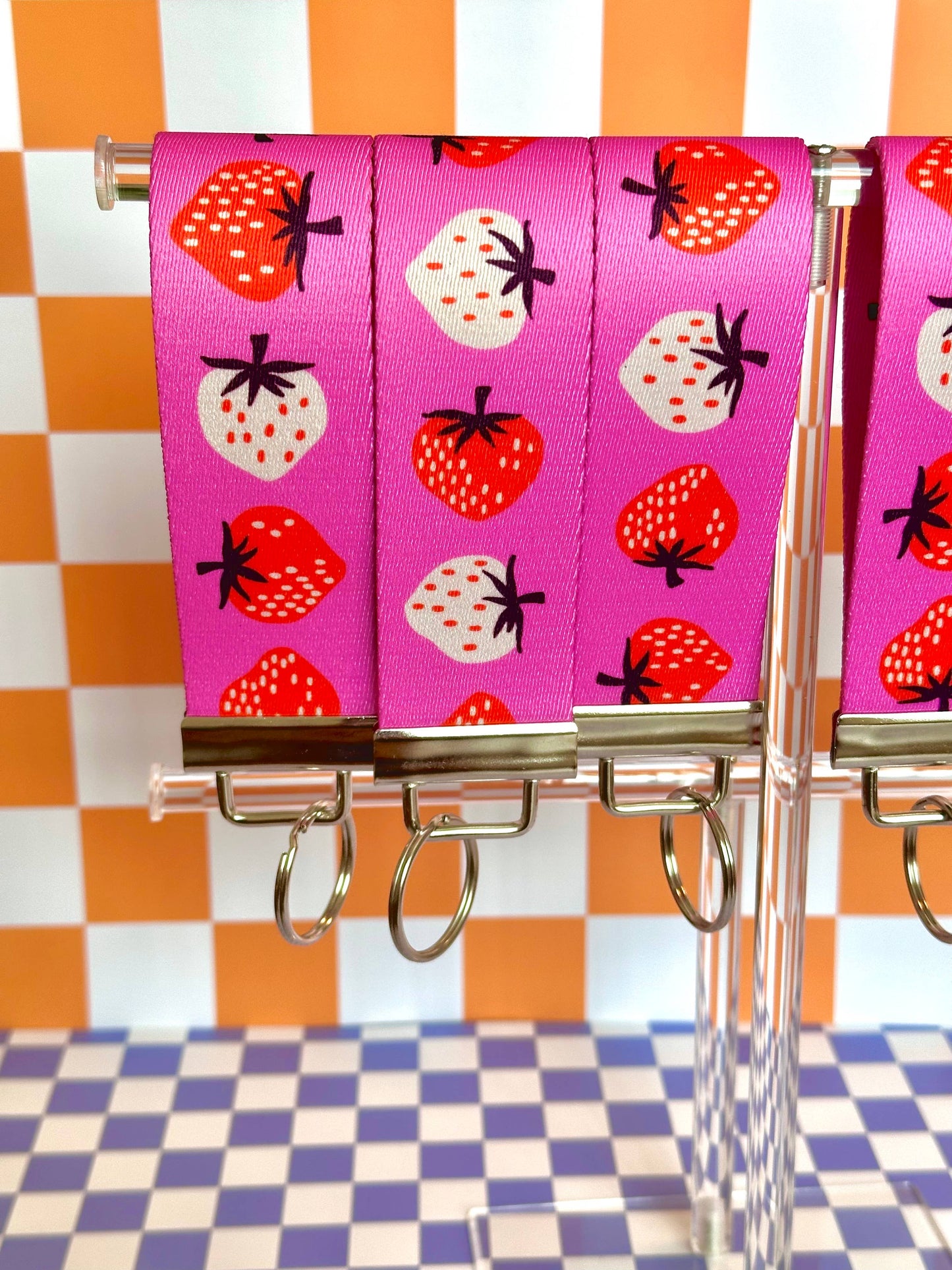 Strawberry Handmade Wristlet Keychain