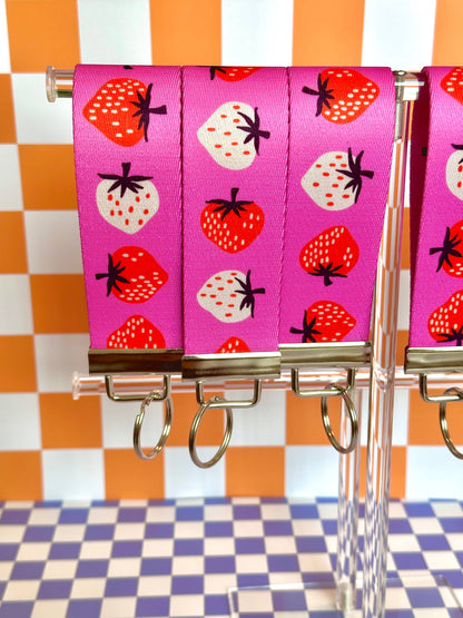 Strawberry Handmade Wristlet Keychain