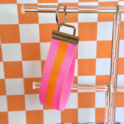 Neon Pink Orange Handmade Wristlet