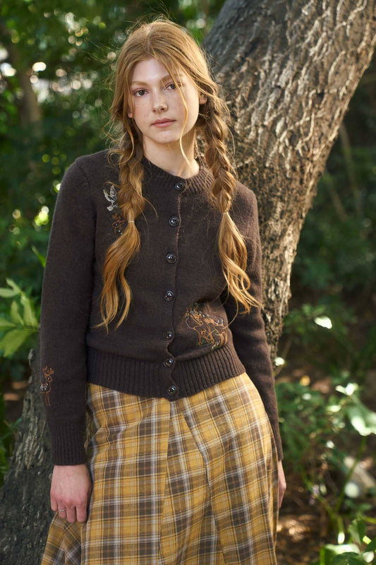 Animal Embroidery Button Down Cardigan