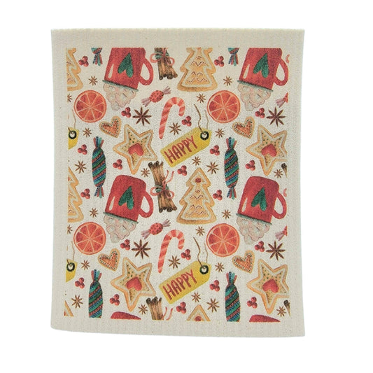 Christmas Cookies & Cocoa Swedish Dishcloth