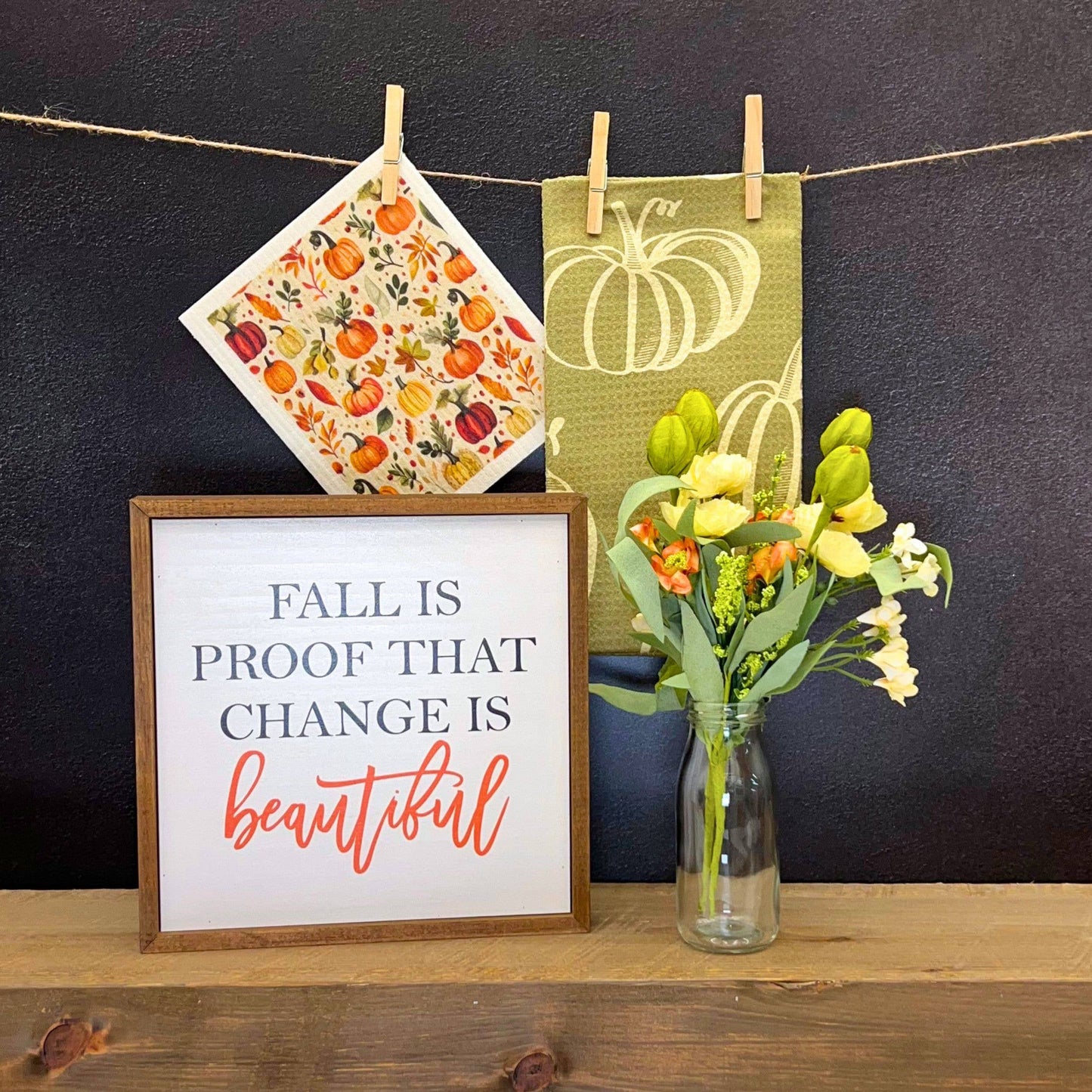 Pumpkins & Leaves Swedish Dishcloth