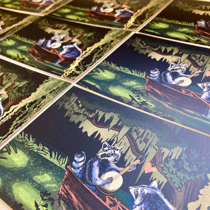 Raccoons On the Bayou Postcard
