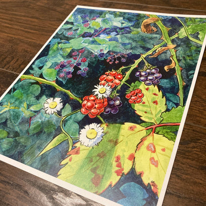 Wild Blackberry Bramble 8.5x11 Art Print