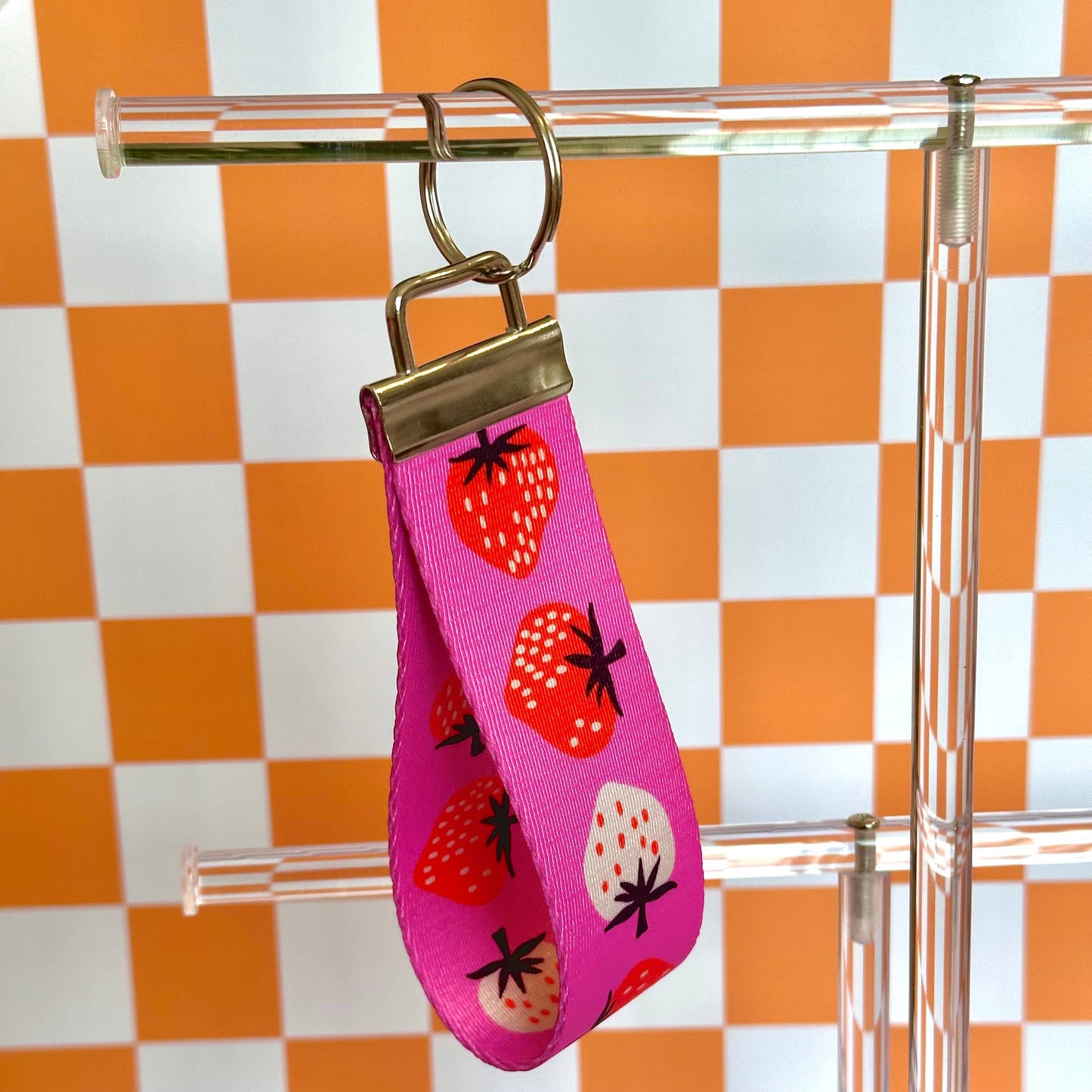 Strawberry Handmade Wristlet Keychain