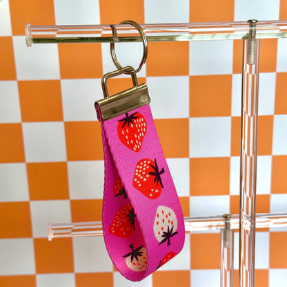Strawberry Handmade Wristlet Keychain