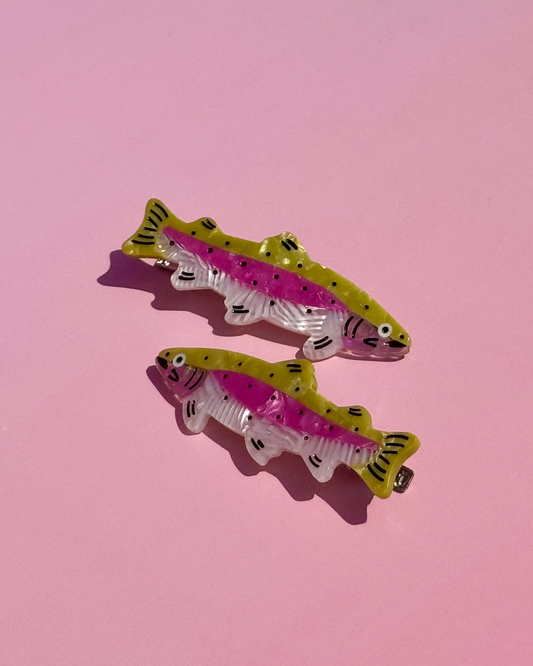 Rainbow Trout Hair Clip Set