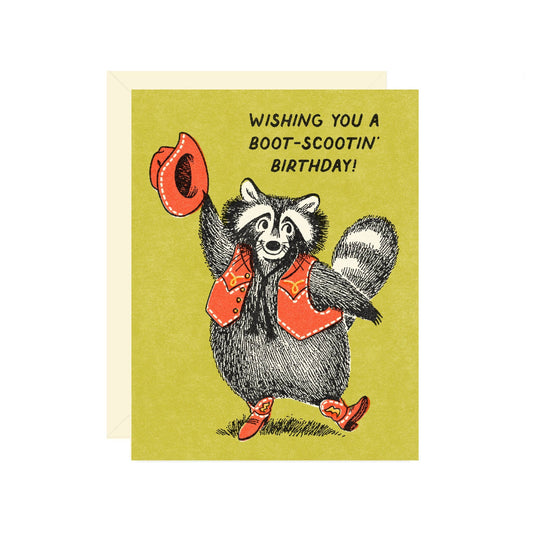 Boot Scootin' Racoon Card