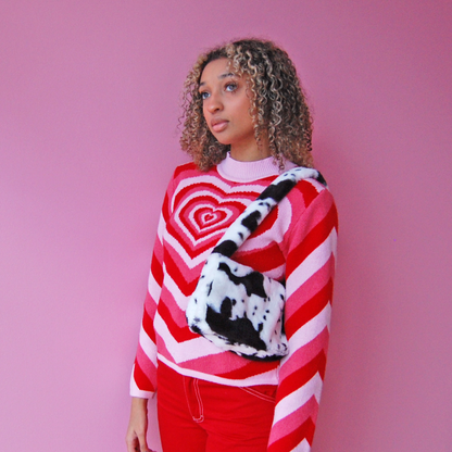 Faux Fur Cow Print Bag