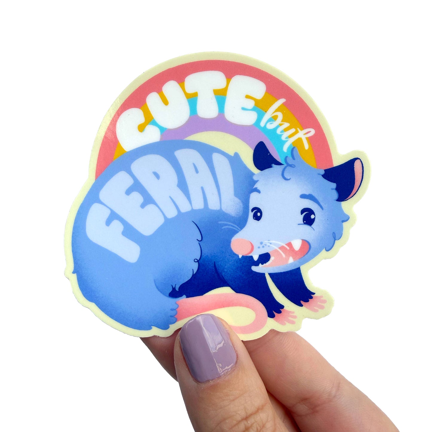 Cute but Feral Opossum Sticker