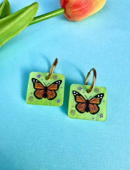 Monarch Butterfly Tile Earrings