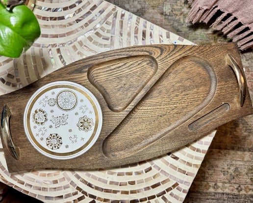 Mid Mod Wood Cheese Tray Vintage