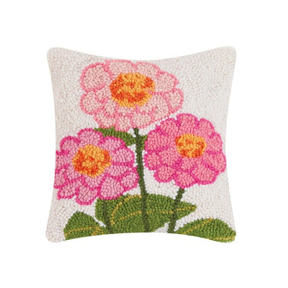 Wool Hook Zinnia Pillow