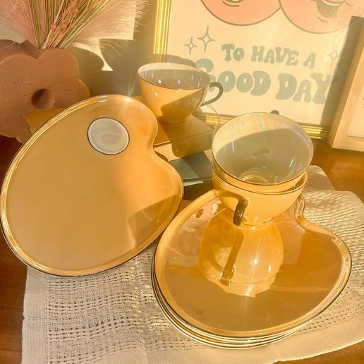 Lusterware Iridescent Cups & Plates Vintage
